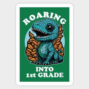 Cute Dinosaur Roaring Into 1st Grade Sticker